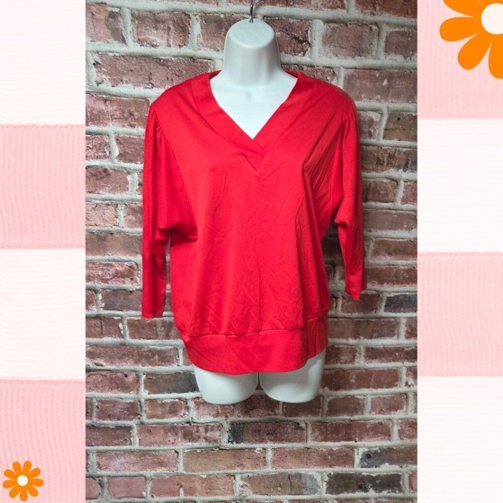 Vintage Women's FRAYNE V Neckline 3/4 Sleeves‎ Lightweight Top Medium